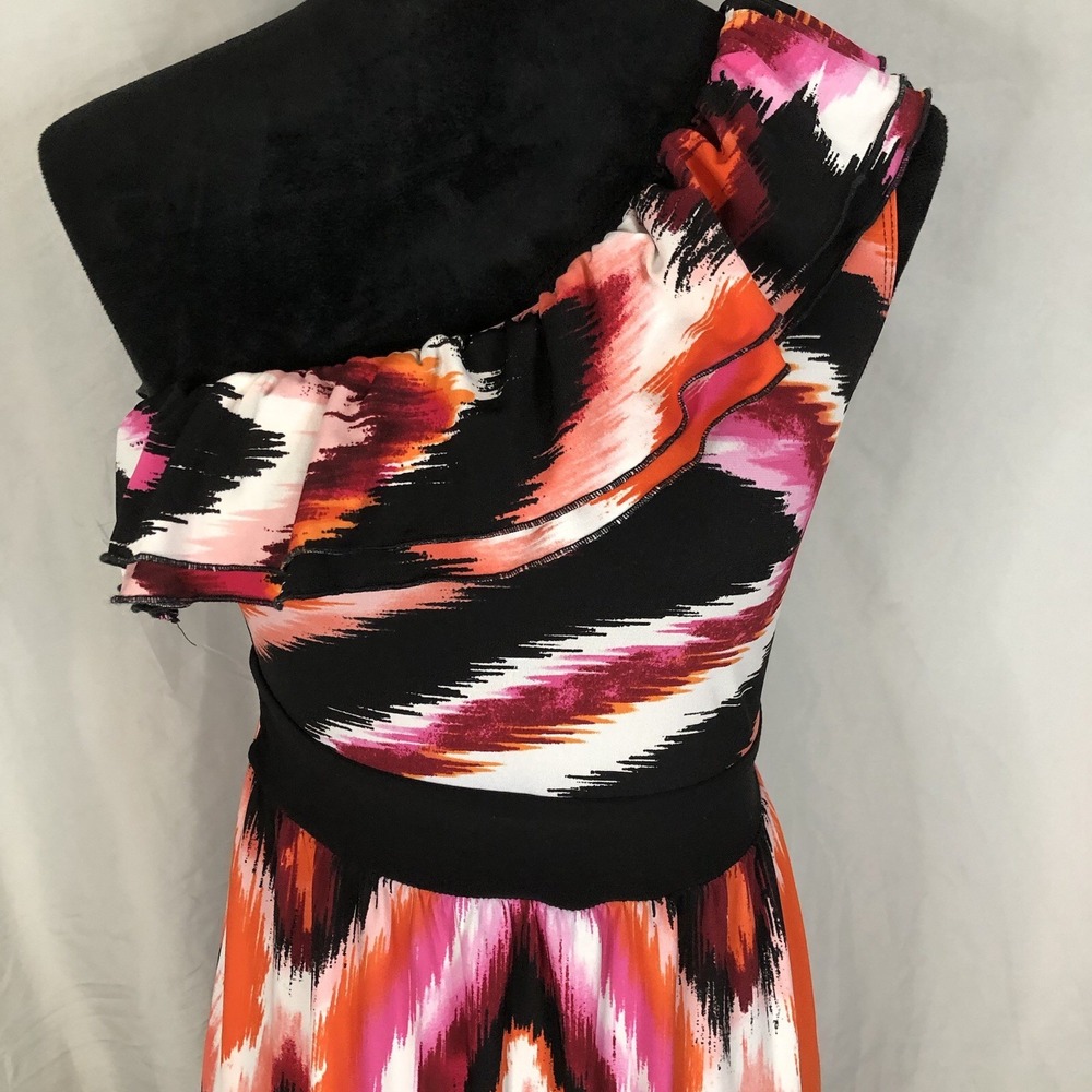 Vintage Y2K! WRAPPER Size Medium Colorful iKat Inspired One Shoulder Mini Dress‎ - Picture 6 of 10